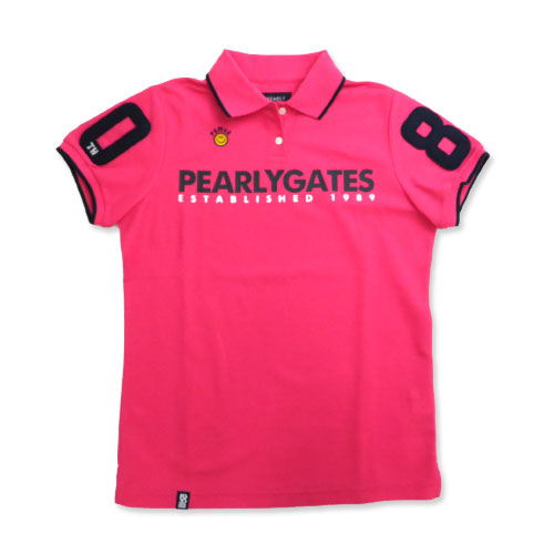 PEARLY GATES パーリーゲイツ 30周年モデル 半袖ポロシャツ ニコちゃん ピンク系 1