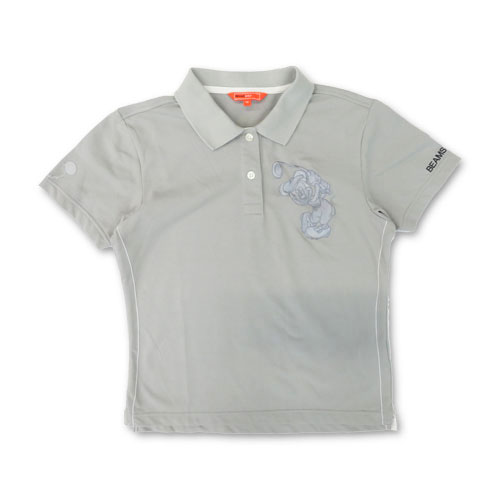BEAMS GOLF ビームスゴルフ ミッキーマウス刺繍 ロゴプリント 半袖ポロシャツ グレー M