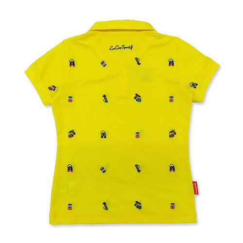 LE COQ GOLF ルコックゴルフ 半袖ポロシャツ 総柄刺繍 イエロー系 S